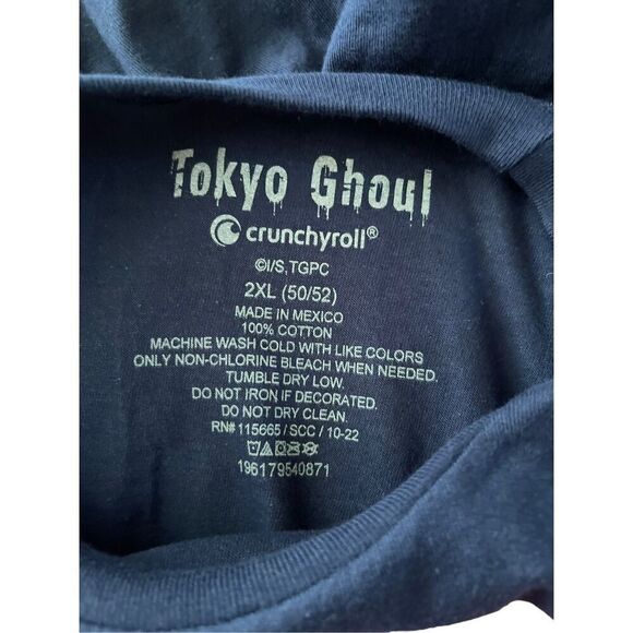 Crunchyroll Men's Navy Blue Tokyo Ghoul Kaneki Split Face T-Shirt Size 2XL - Picture 5 of 7